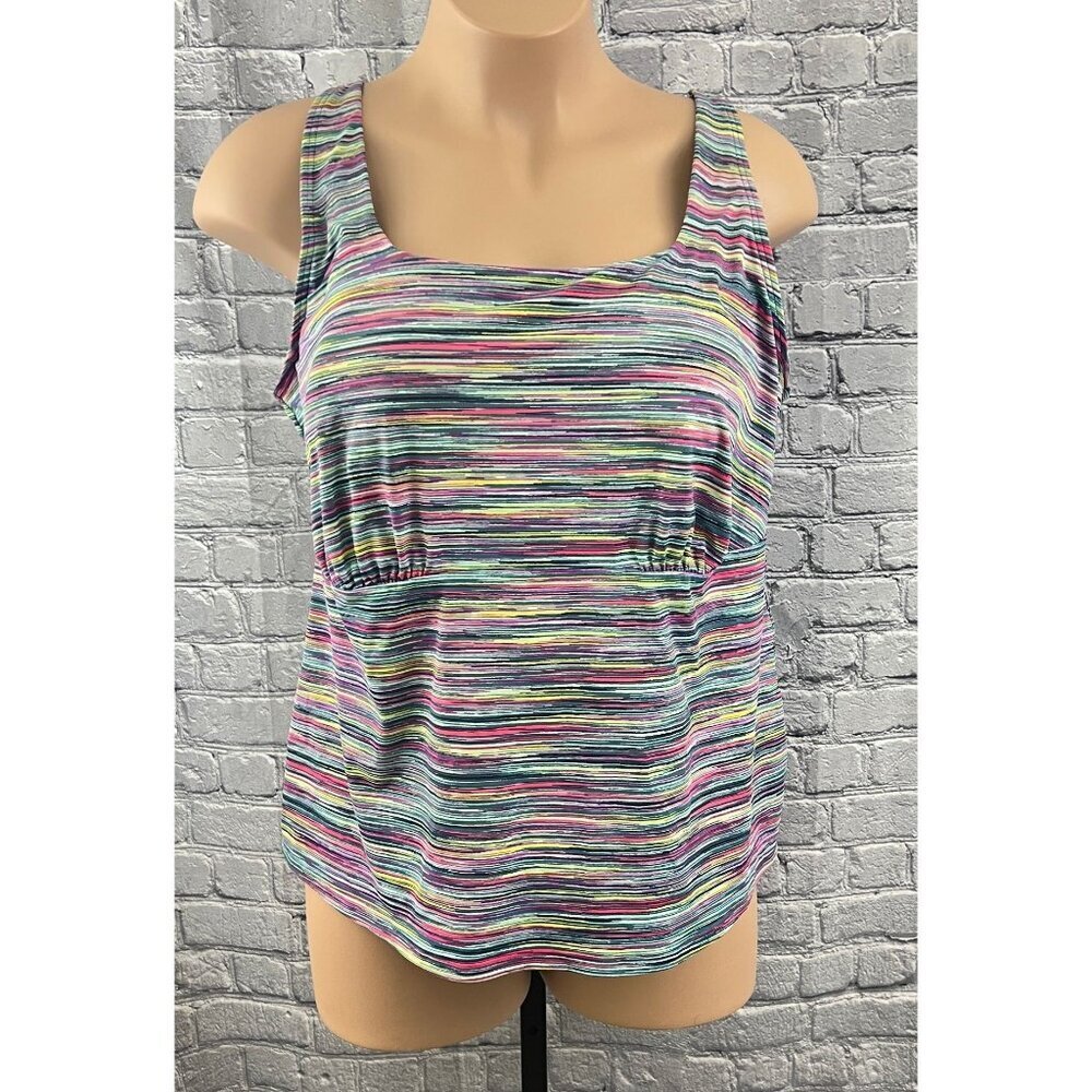 Lands' End Womens Stripe Tankini Swim Top Size 22W‎ Adjustable Straps